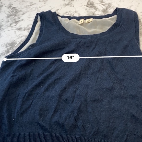 Anthropologie MOTH Navy Blue Sleeveless sweater attached MultiColor Lace Small - Picture 16 of 17